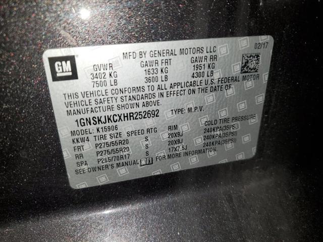 Photo 9 VIN: 1GNSKJKCXHR252692 - CHEVROLET SUBURBAN K 