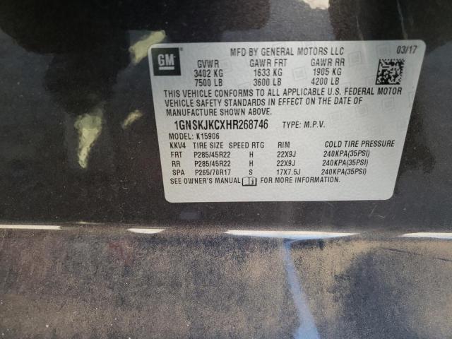 Photo 12 VIN: 1GNSKJKCXHR268746 - CHEVROLET SUBURBAN 