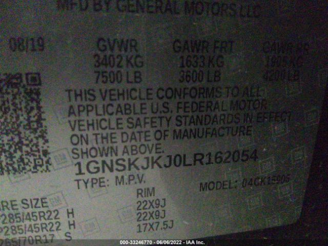 Photo 8 VIN: 1GNSKJKJ0LR162054 - CHEVROLET SUBURBAN 