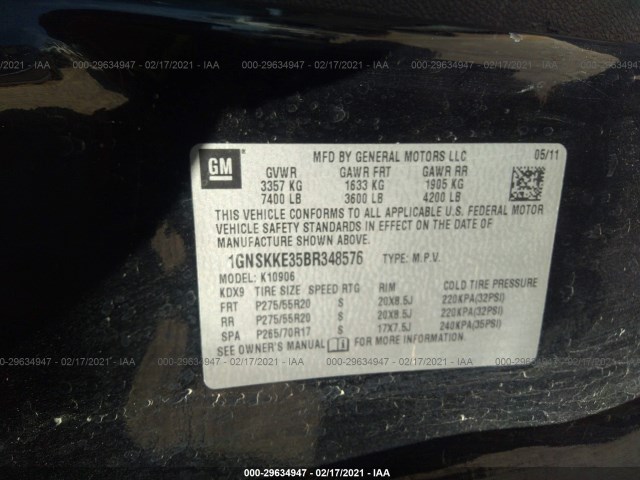 Photo 8 VIN: 1GNSKKE35BR348576 - CHEVROLET SUBURBAN 