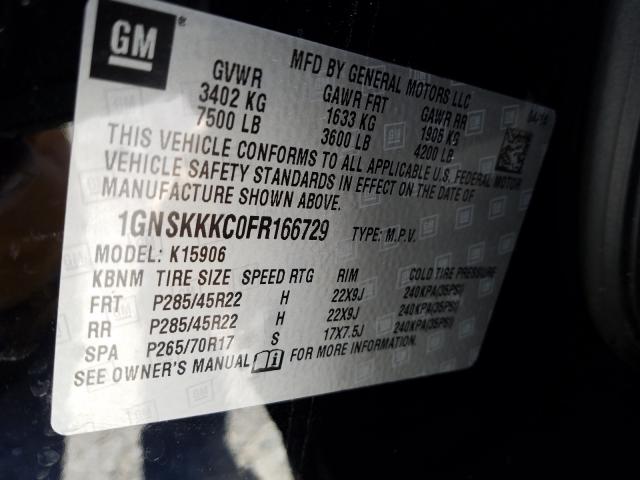 Photo 9 VIN: 1GNSKKKC0FR166729 - CHEVROLET SUBURBAN K 