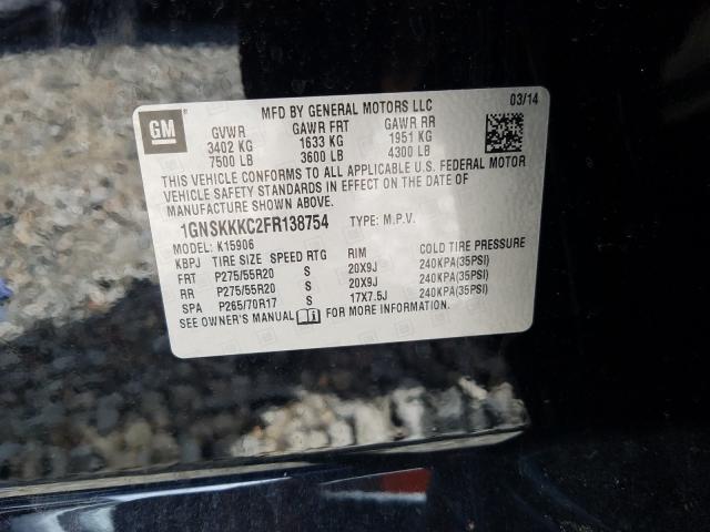 Photo 9 VIN: 1GNSKKKC2FR138754 - CHEVROLET SUBURBAN K 