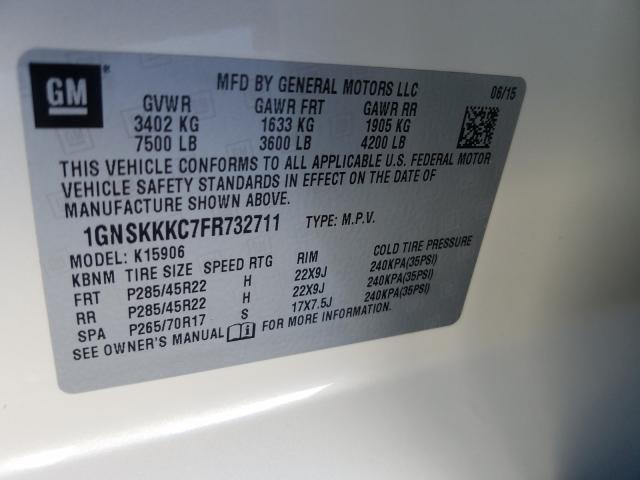 Photo 9 VIN: 1GNSKKKC7FR732711 - CHEVROLET SUBURBAN K 