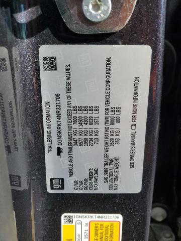 Photo 13 VIN: 1GNSKRKT4NR331706 - CHEVROLET TAHOE K150 