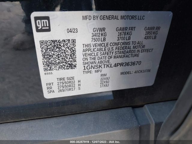 Photo 8 VIN: 1GNSKTKL4PR363670 - CHEVROLET TAHOE 