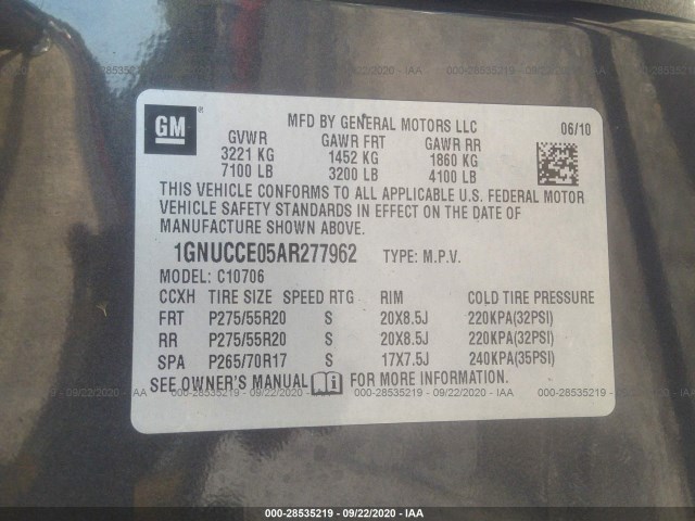 Photo 8 VIN: 1GNUCCE05AR277962 - CHEVROLET TAHOE 