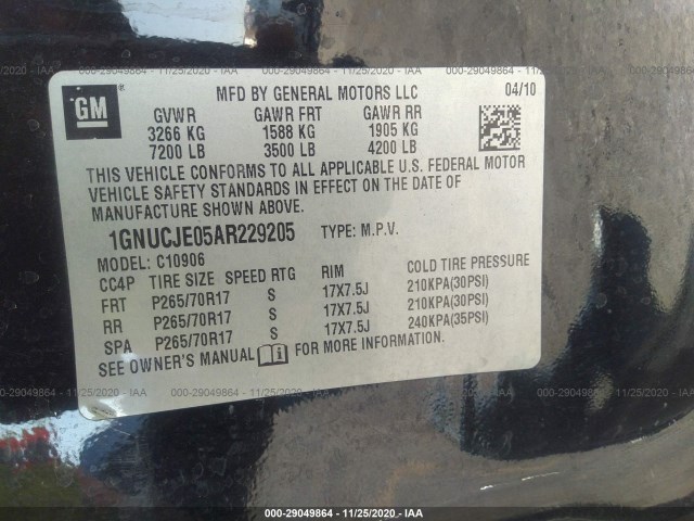 Photo 8 VIN: 1GNUCJE05AR229205 - CHEVROLET SUBURBAN 