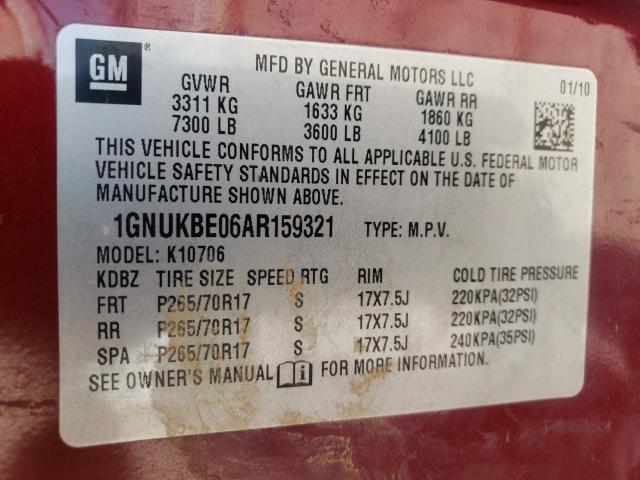 Photo 9 VIN: 1GNUKBE06AR159321 - CHEVROLET TAHOE K150 