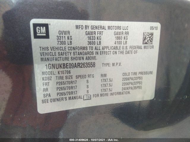 Photo 8 VIN: 1GNUKBE09AR263558 - CHEVROLET TAHOE 