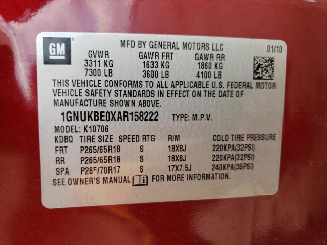 Photo 9 VIN: 1GNUKBE0XAR158222 - CHEVROLET TAHOE K150 