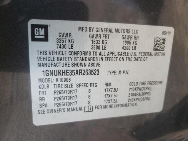 Photo 9 VIN: 1GNUKHE35AR263523 - CHEVROLET SUBURBAN K 