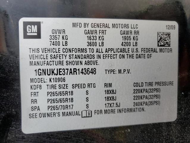 Photo 9 VIN: 1GNUKJE37AR143648 - CHEVROLET SUBURBAN K 