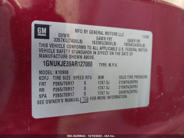 Photo 8 VIN: 1GNUKJE39AR127080 - CHEVROLET SUBURBAN 1500 