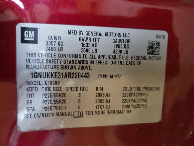 Photo 12 VIN: 1GNUKKE31AR228443 - CHEVROLET SUBURBAN K 