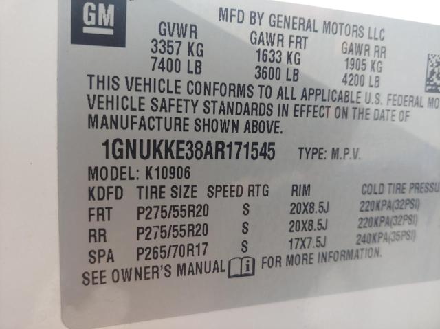 Photo 9 VIN: 1GNUKKE38AR171545 - CHEVROLET SUBURBAN K 