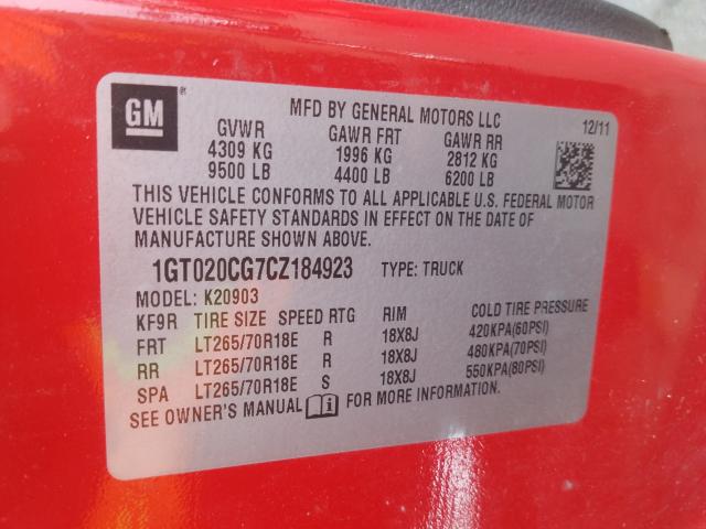 Photo 9 VIN: 1GT020CG7CZ184923 - GMC SIERRA K25 