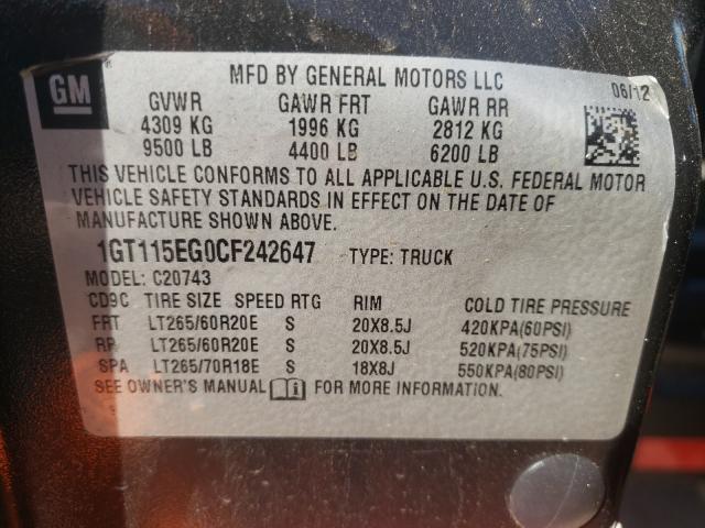 Photo 9 VIN: 1GT115EG0CF242647 - GMC SIERRA C25 