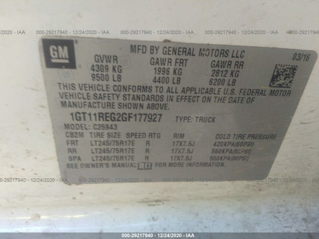 Photo 8 VIN: 1GT11REG2GF177927 - GMC SIERRA 2500HD 