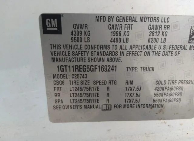 Photo 8 VIN: 1GT11REG5GF169241 - GMC SIERRA 2500HD 