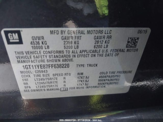 Photo 8 VIN: 1GT11YE87FF638220 - GMC SIERRA 