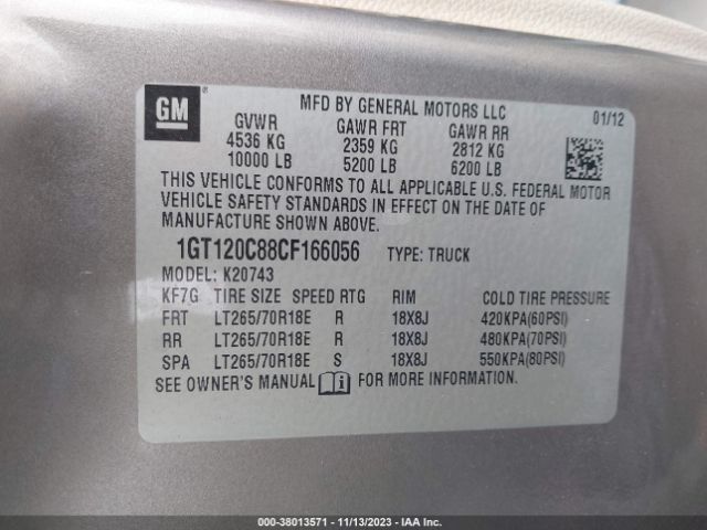 Photo 8 VIN: 1GT120C88CF166056 - GMC SIERRA 2500HD 