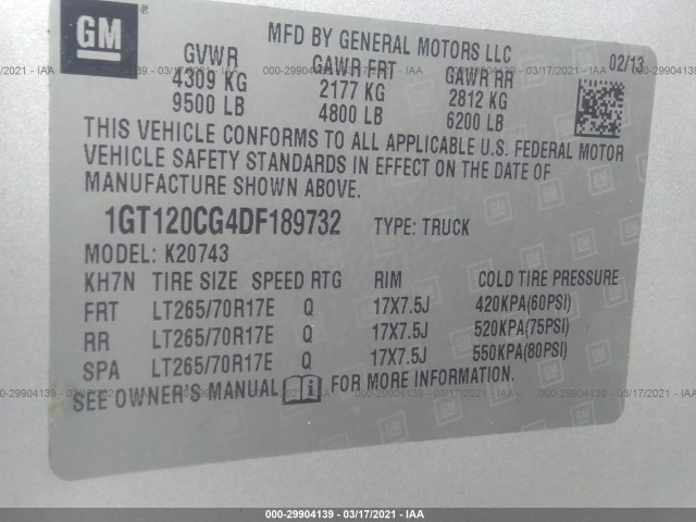 Photo 8 VIN: 1GT120CG4DF189732 - GMC SIERRA 2500HD 