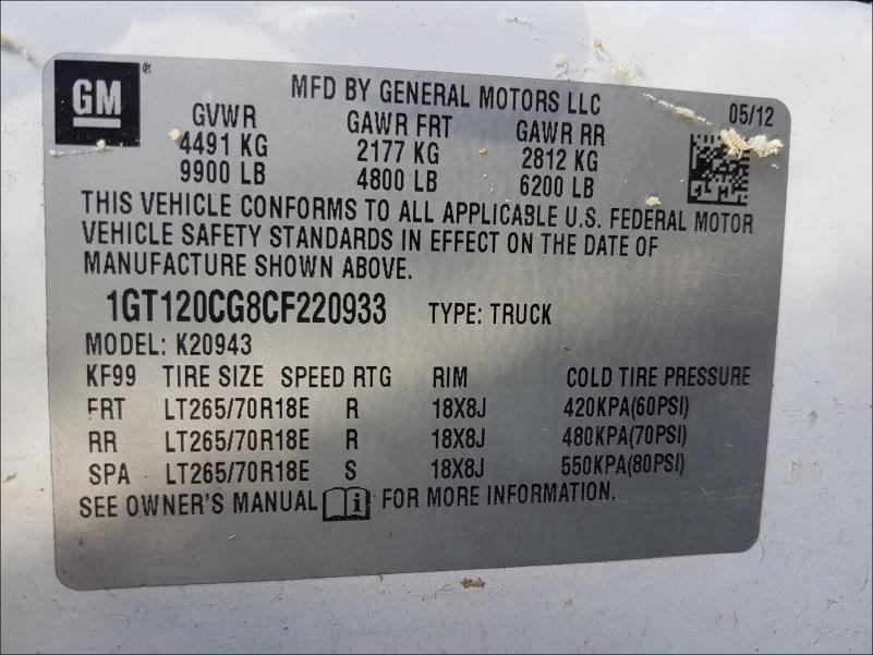 Photo 9 VIN: 1GT120CG8CF220933 - GMC SIERRA K25 