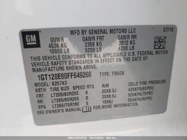 Photo 8 VIN: 1GT120E80FF649266 - GMC SIERRA 2500HD 