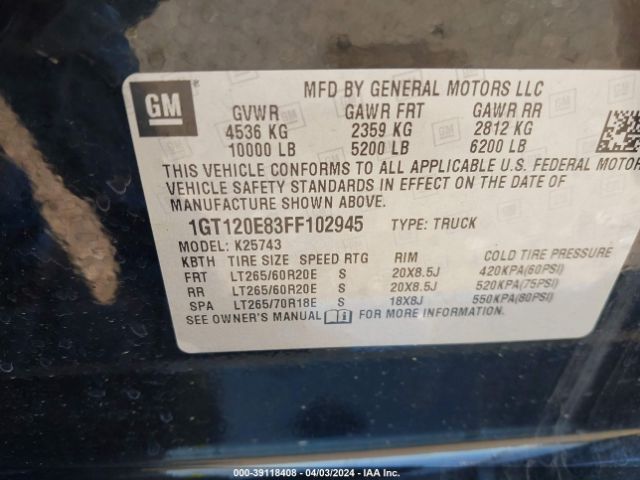 Photo 8 VIN: 1GT120E83FF102945 - GMC SIERRA 2500HD 