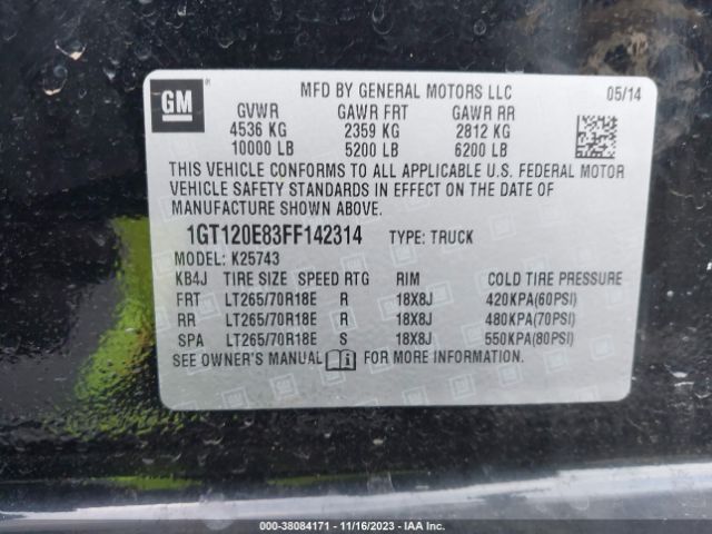 Photo 8 VIN: 1GT120E83FF142314 - GMC SIERRA 2500HD 