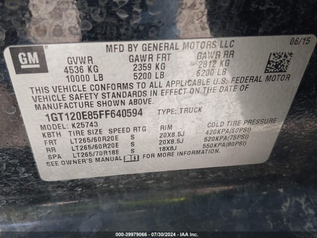 Photo 8 VIN: 1GT120E85FF640594 - GMC SIERRA 