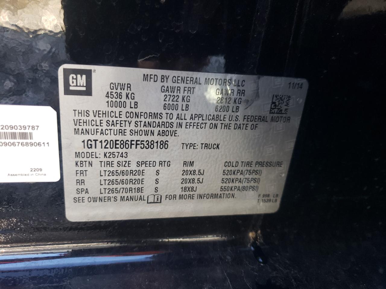 Photo 12 VIN: 1GT120E86FF538186 - GMC SIERRA 