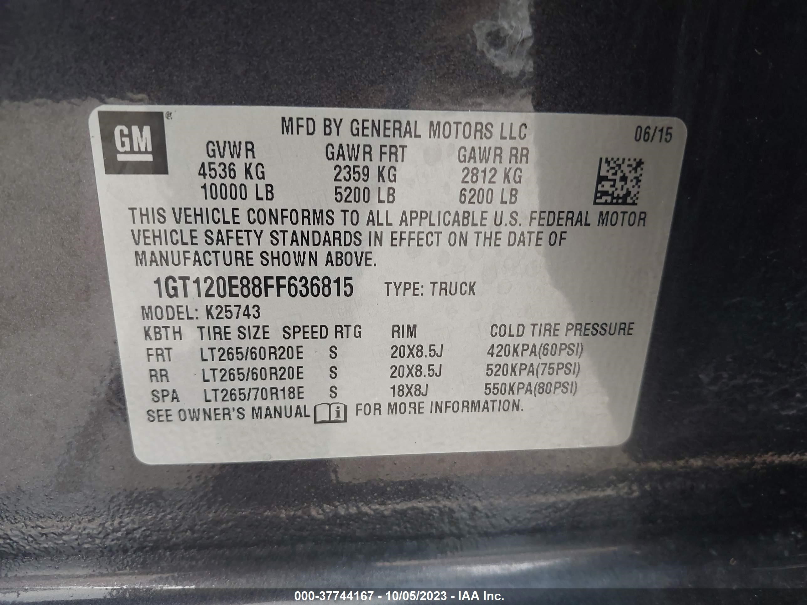 Photo 8 VIN: 1GT120E88FF636815 - GMC SIERRA 