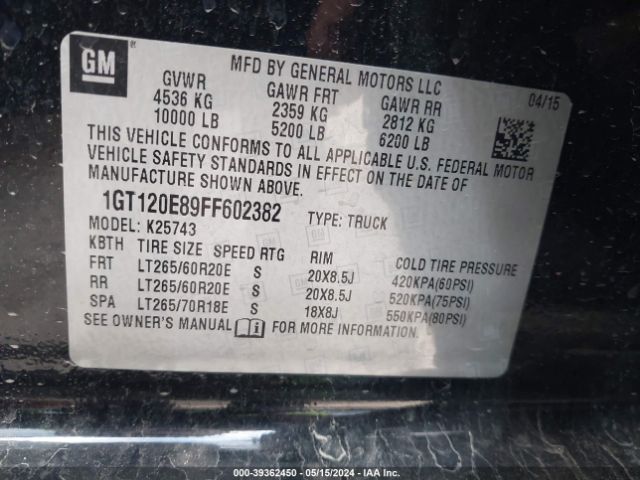 Photo 8 VIN: 1GT120E89FF602382 - GMC SIERRA 2500HD 