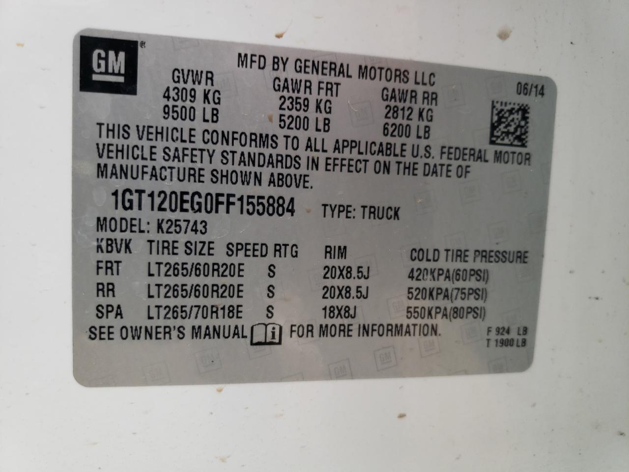 Photo 12 VIN: 1GT120EG0FF155884 - GMC SIERRA 