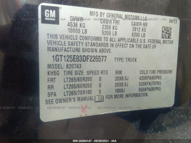 Photo 8 VIN: 1GT125E83DF226577 - GMC SIERRA 2500HD 