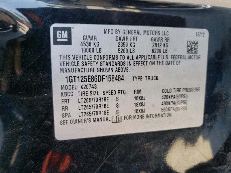 Photo 9 VIN: 1GT125E86DF158484 - GMC SIERRA K25 