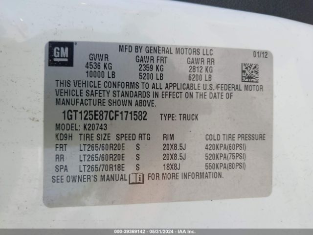 Photo 8 VIN: 1GT125E87CF171582 - GMC SIERRA 2500HD 