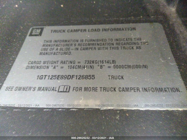 Photo 8 VIN: 1GT125E89DF126855 - GMC SIERRA 2500HD 