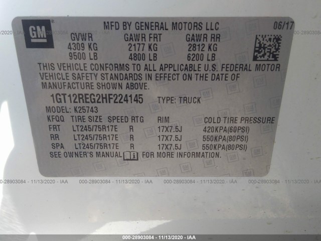 Photo 8 VIN: 1GT12REG2HF224145 - GMC SIERRA 2500HD 