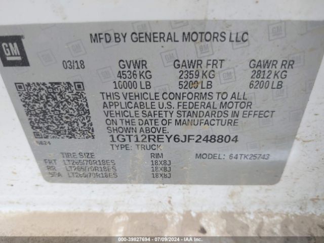 Photo 8 VIN: 1GT12REY6JF248804 - GMC SIERRA 