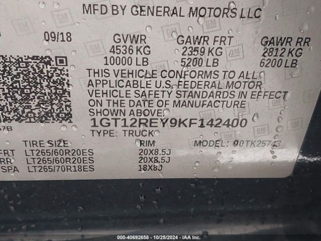 Photo 8 VIN: 1GT12REY9KF142400 - GMC SIERRA HD 