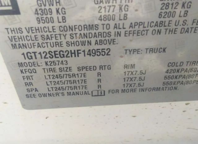 Photo 8 VIN: 1GT12SEG2HF149552 - GMC SIERRA 