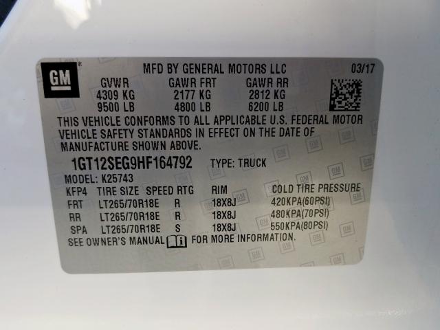 Photo 9 VIN: 1GT12SEG9HF164792 - GMC SIERRA K25 