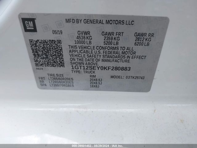 Photo 8 VIN: 1GT12SEY0KF280883 - GMC SIERRA HD 