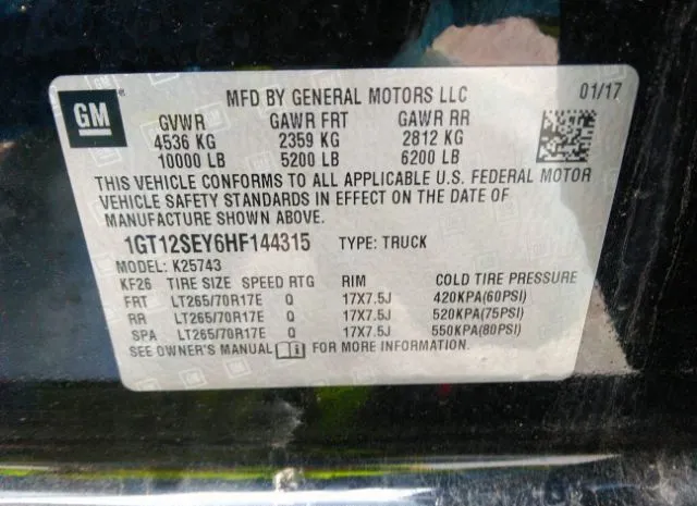 Photo 8 VIN: 1GT12SEY6HF144315 - GMC SIERRA 2500HD 