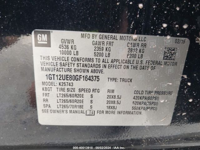 Photo 8 VIN: 1GT12UE80GF164375 - GMC SIERRA 