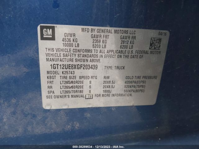 Photo 8 VIN: 1GT12UE8XGF203439 - GMC SIERRA 2500HD 