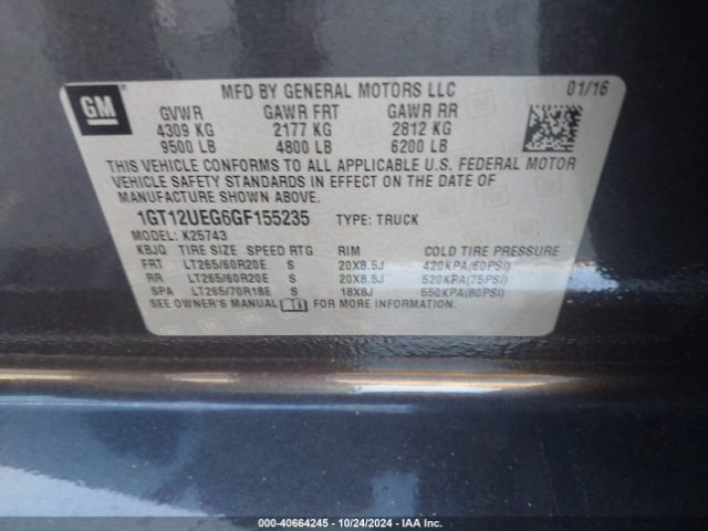 Photo 8 VIN: 1GT12UEG6GF155235 - GMC SIERRA 