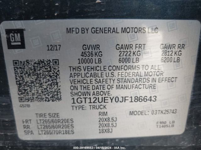 Photo 8 VIN: 1GT12UEY0JF186643 - GMC SIERRA 2500HD 